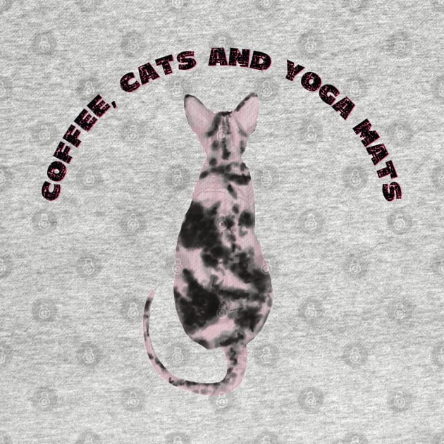 Coffee cats and yoga mats funny yoga and cat drawing by Red Yoga